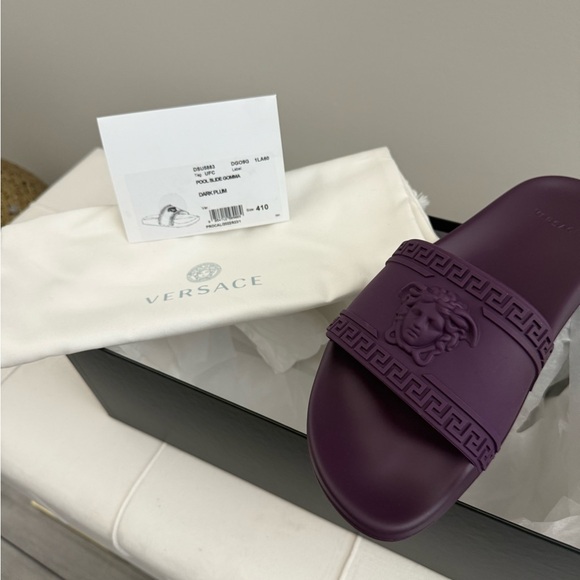 Versace Deep Purple Slide Sandals - Picture 6 of 8